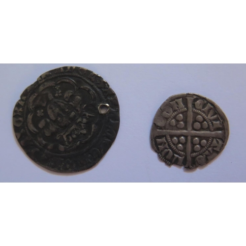 488 - An Edward II Groat (drilled) and Edward III Hammered Silver Penny