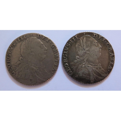 492 - Two George III Silver 1787 Shillings