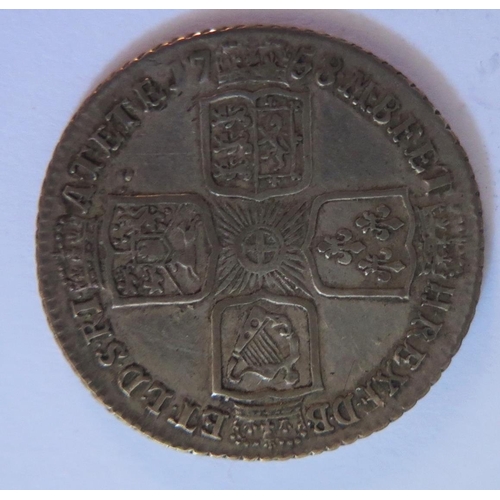 493 - A George II Silver 1758 Shilling