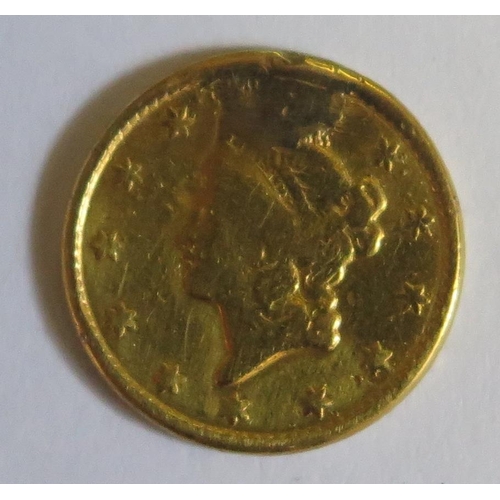 514 - A U.S.A. 1853 Gold One Dollar, 1.6g. A/F