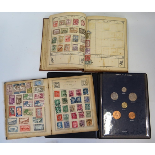 529 - A Collection of 19th Century and later Stamps in two albums and Coins of Great Britain Set