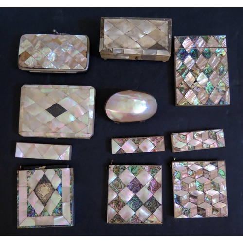 537 - A Collection of Mother of Pearl and Abalone Shell Covered Card Cases etc.