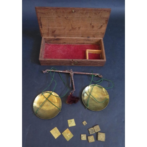 541 - A 19th Century Oak Cased Set of Balance Scales with weights