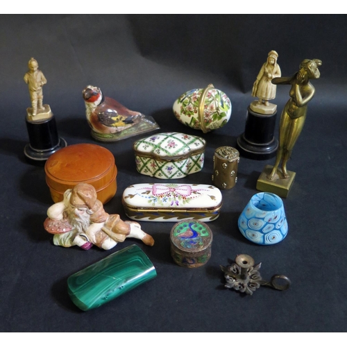 546A - A Selection of Oddments including an 18th century enamel (A/F), porcelain boxes, pair of 19th centur... 