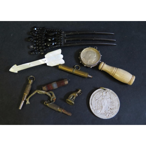 549 - A Selection of Oddments including a silver coin fob etc.