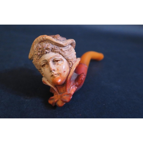 550 - A Cased Meerschaum Pipe carved as a lady's face