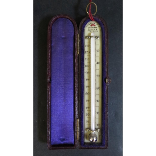 554 - An Aitchison & Co. Thermometer in leather case, c. 13.5cm