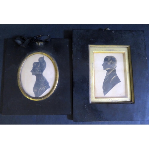 557 - Two Victorian Miniature Silhouette Portraits, named verso Richard Swallow Poulton (1829-1885) and Eu... 