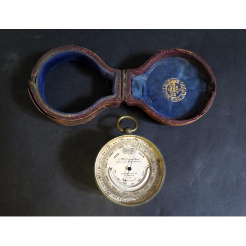 558 - A Rare C.W. Dixey & Son Multi-function Pocket Barometer with compass to the back, remnants of origin... 