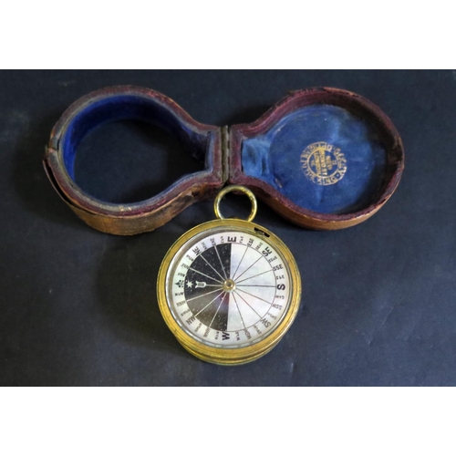 558 - A Rare C.W. Dixey & Son Multi-function Pocket Barometer with compass to the back, remnants of origin... 