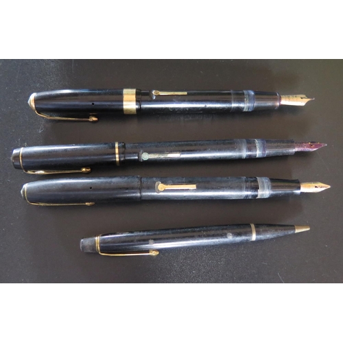 587 - Three Conway Stewart Fountain Pens No. 60, No. 759 and one A/F and NIPPY No. 2 pencil