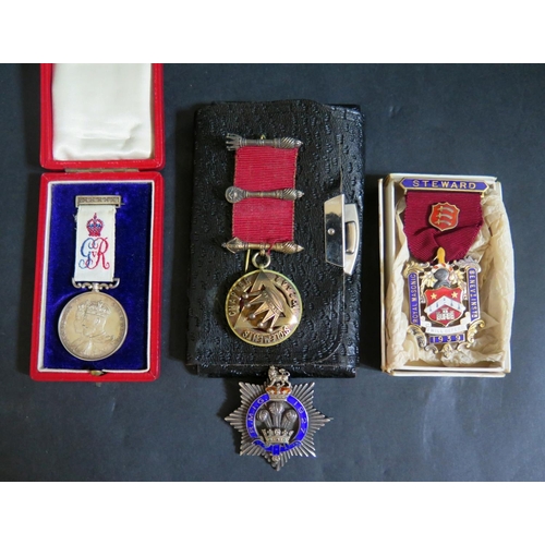 596 - A Selection of Masonic 'Jewels' and George V Coronation Medal