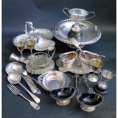 608 - A Selection of Flat Ware and Hollow Ware including cake basket and hors d'oeuvres dish etc.