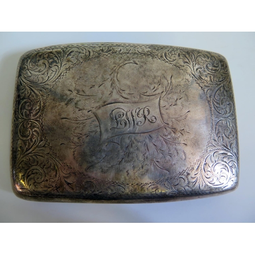 610 - An Edward VII Silver Cigarette Case with chased foliate decoration, Birmingham 1908, Joseph Gloster,... 