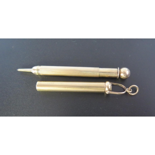 705 - A 9ct Gold Telescopic Pencil in fob sleeve, Samson Mordan & Co., 1860/1920 (e), 28g