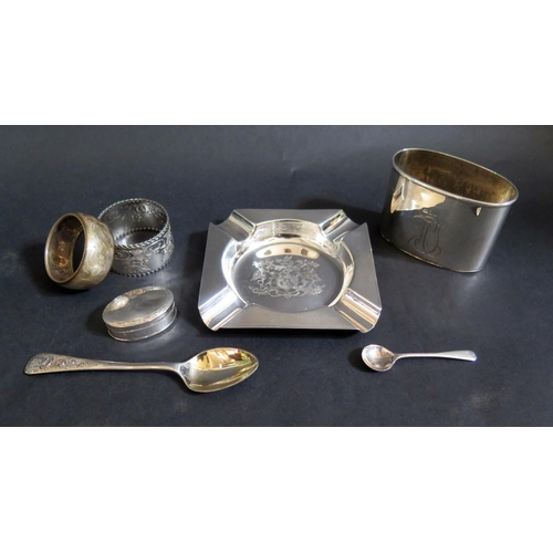 731B - An Elizabeth II Silver Ashtray bearing Arms of The Worshipful Company of Butchers, Birmingham 1960, ... 