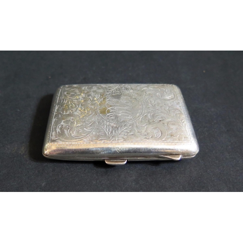 736 - A George V Silver Cigarette Case with chased scrolling foliate decoration, Birmingham 1919, S&E, 62g