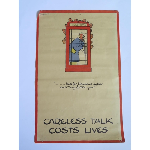 750B - A WWII Fougasse CARELESS TALK COSTS LIVES '...but for Heaven's sake don't say I told you!' poster