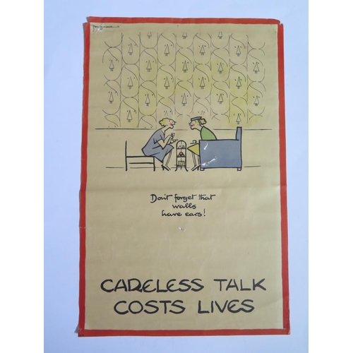 750G - A WWII Fougasse CARELESS TALK COSTS LIVES 'Don't forget that walls have ears!' poster