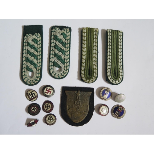 754 - A Collection of Reproduction German WWII Enamel Badges, 1941&1942 KRIM shield and epaulets