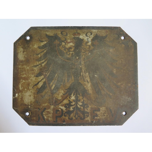 757B - A Prussian State Railway K.P.E.V. Plaque, 25.5x20cm