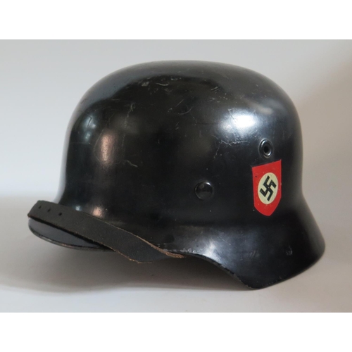 764 - A German WWII SS Double Decal Lightweight Parade Helmet with original leather liner, helmet stamped ... 