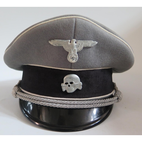 765 - A German WWII Waffen SS Officers Cap, Friedrick Keller, Müllheim Bavaria