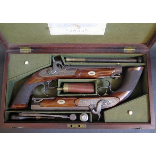 785 - A Cased Pair of Military Hammer Percussion Pistols by Brown & Rodda of 19 Titchborne Street London w... 