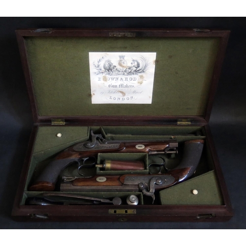 785 - A Cased Pair of Military Hammer Percussion Pistols by Brown & Rodda of 19 Titchborne Street London w... 