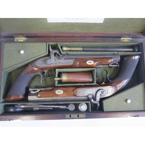 785 - A Cased Pair of Military Hammer Percussion Pistols by Brown & Rodda of 19 Titchborne Street London w... 