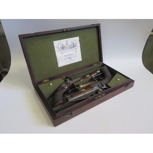 785 - A Cased Pair of Military Hammer Percussion Pistols by Brown & Rodda of 19 Titchborne Street London w... 