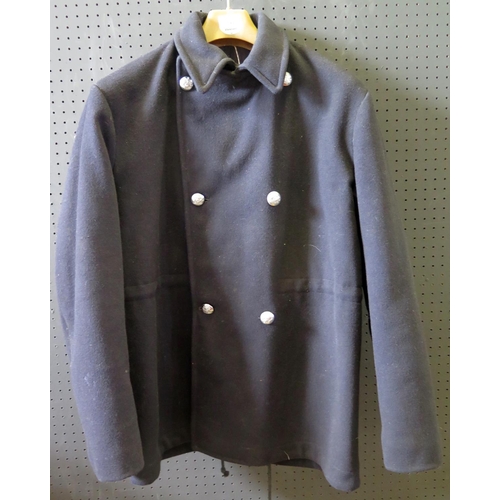 798 - A Devon Firefighters Navy Blue Wool Overcoat with Devon Official Blazon Buttons