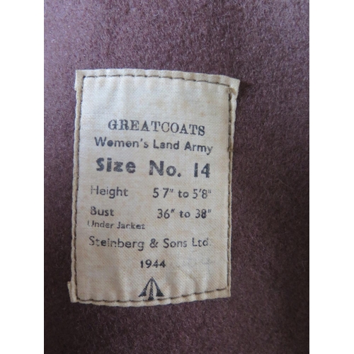 799b - A WWII Women's Land Army Greatcoat, size 14 by Steinberg & Sons Ltd. 1944