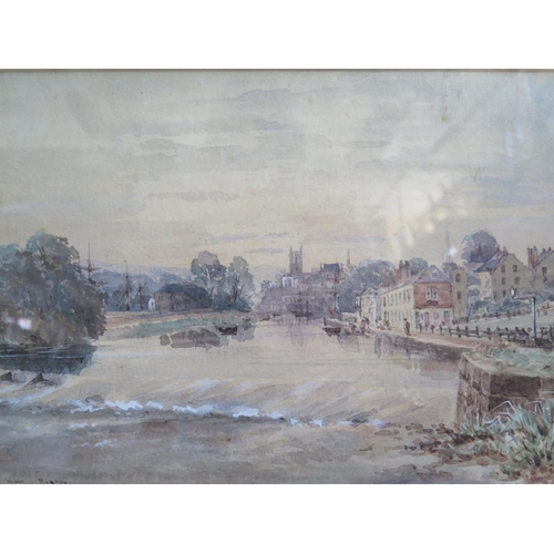 806 - 'Trew's Weir, Exeter', 1878, Watercolour, Monogram in bottom left corner, 36 x 23cm, F&G