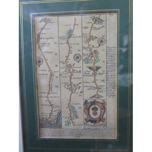 807a - A Book Plate Map of East Grinstead, 18x12cm, framed & glazed