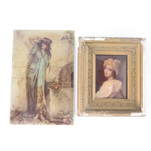 843a - Two 19th Century Reserve Paintings On Glass Largest 27 (h) x 18(w) Signed Hera Coomans,Paris 1883??