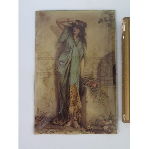 843a - Two 19th Century Reserve Paintings On Glass Largest 27 (h) x 18(w) Signed Hera Coomans,Paris 1883??