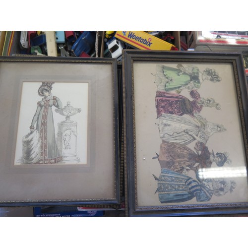 826 - A Selection of Framed and Glazed Engravings and Prints including C19th French fashion prints