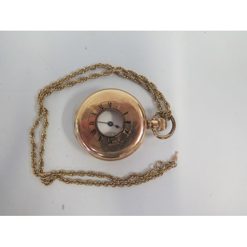 360 - A Waltham Gold Plated Half Hunter Pocket Watch and chain. A/F