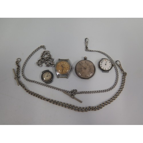 362 - Silver and other Watches including Longines. A/F and chains