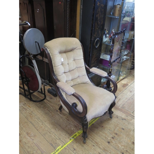 1434a - A Victorian Button Backed Armchair