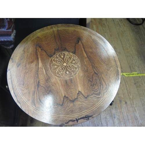 1455b - An Edwardian Rosewood and Marquetry Inlaid Occasional Table with three hinged silk lined drawers, 60... 