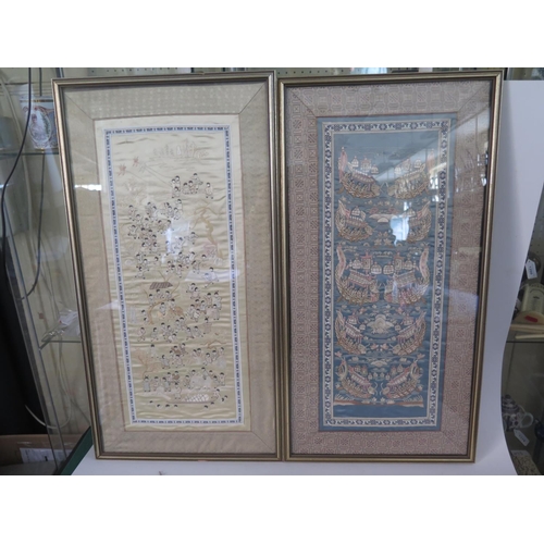 1493a - Two Decorative Chinese Silks, Framed & Glazed