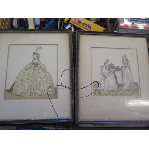 826 - A Selection of Framed and Glazed Engravings and Prints including C19th French fashion prints