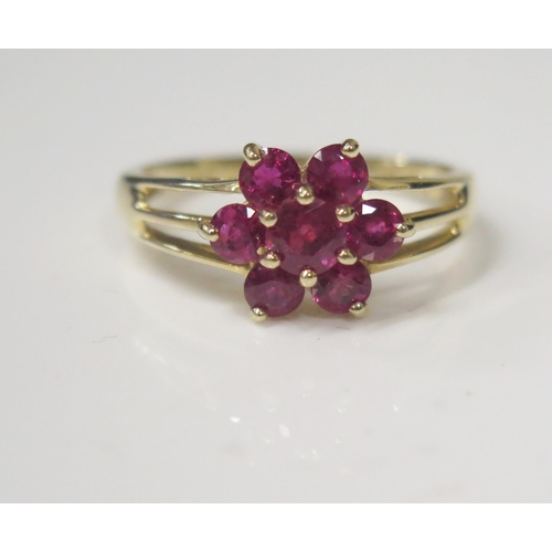 105 - A 14K Yellow Gold and Ruby Dress Ring, 12mm head, size S3.5g