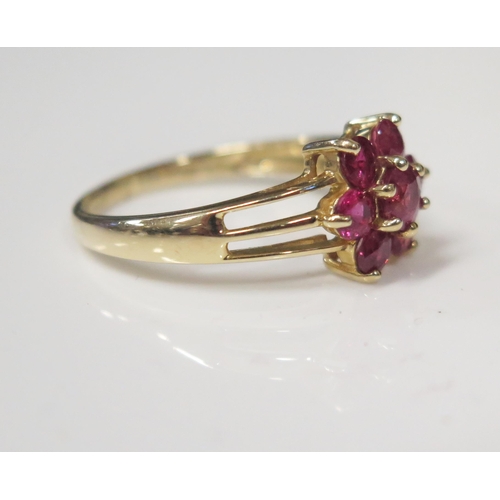 105 - A 14K Yellow Gold and Ruby Dress Ring, 12mm head, size S3.5g