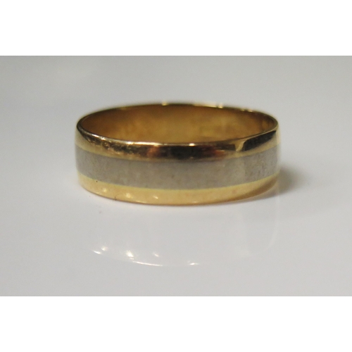61 - An 18ct Yellow and White Gold Wedding Band, 6mm wide, size S.5, 4.9g