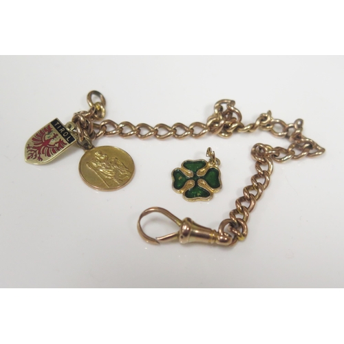65 - A 9ct Gold Bracelet with two gold charms and two 9ct gold coin mounts, 12.6g