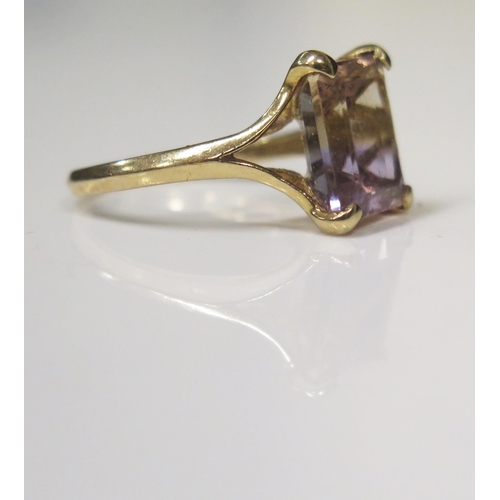 87 - A 9ct Gold and Amethyst Dress Ring, 11x9mm stone, size L.5, 3.1g