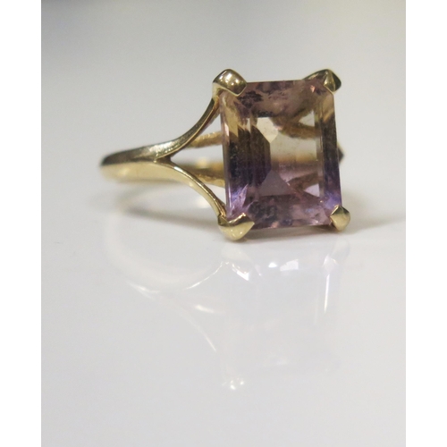 87 - A 9ct Gold and Amethyst Dress Ring, 11x9mm stone, size L.5, 3.1g